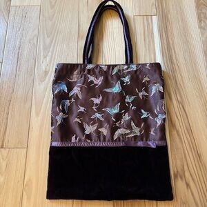 Vintage Y2K Old Navy Brown Velvet Satin Butterfly Accent Bag